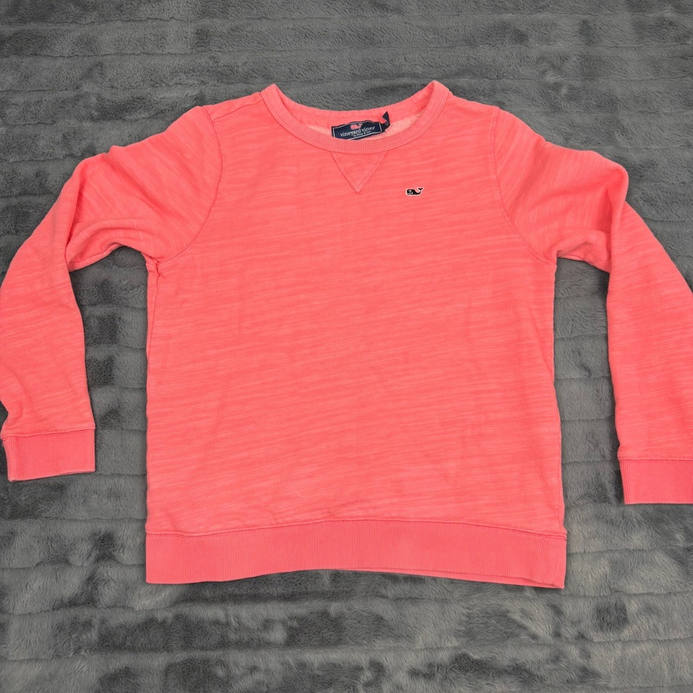 Vineyard Vines Womens Coral Pink Slub Knit Crewneck Sweatshirt Size M 13303